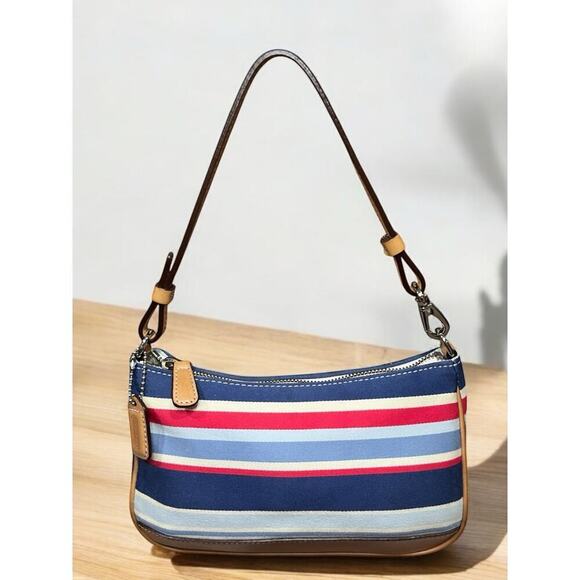 Vintage Coach 7749 Hamptons Striped Canvas Demi Bag - Picture 11 of 11